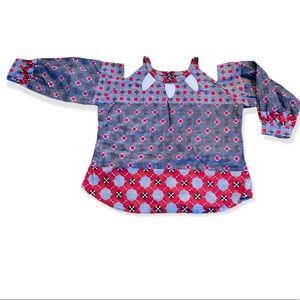 Hand made cotton or cotton blend blouse with cold shoulder a cut …